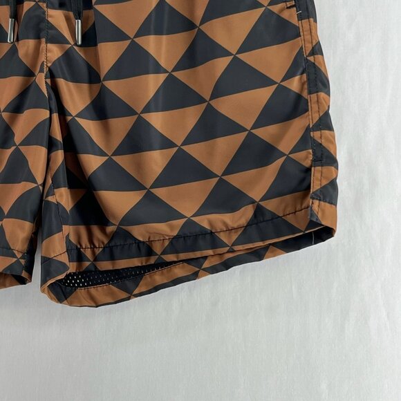 Maison Article Shorts Men S Drawstring Mesh Lined Triangle Geometric Brown Black - Picture 4 of 12